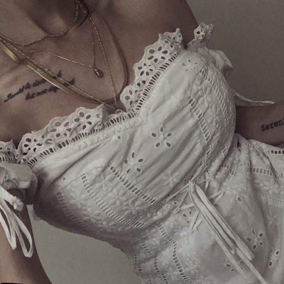 For Love & Lemons White Eyelet Lace Up Dress - Picture 8 of 16